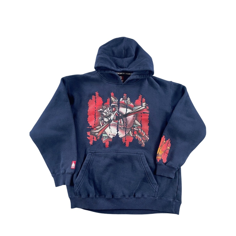 Vintage JNCO Jeans Protective Elements Bulldog Crown Hoodie Navy Blue Large